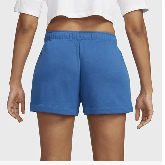 Nike Womens Club Fleece MID-Rise Shorts Court Blue/White - Picture 3 of 4